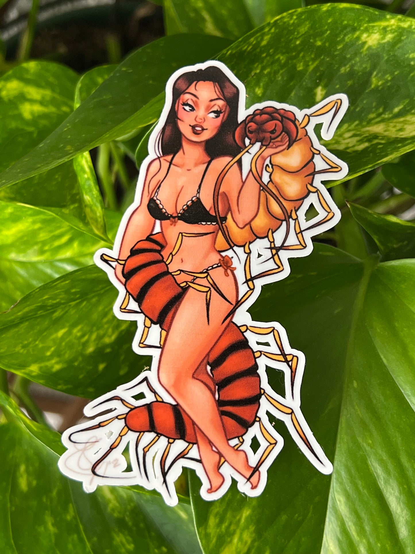 Creepy Crawler Centipede Pinup Sticker